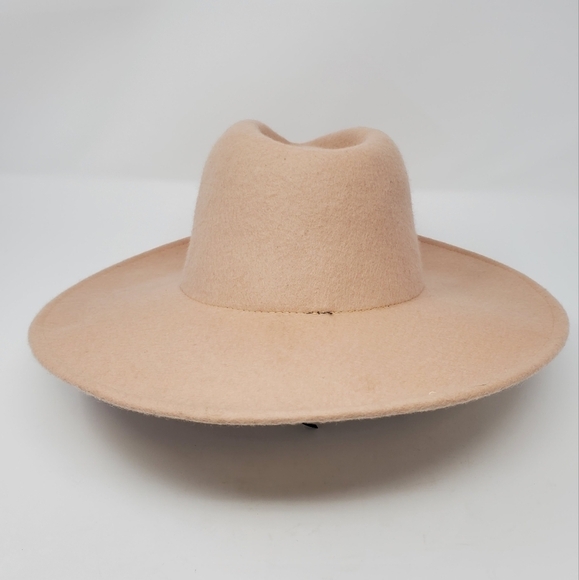 NWT BEIGE 100% WOOL FEDORA HAT WOMEN OS BOHO FESTIVAL WIDE BRIM - Picture 4 of 12